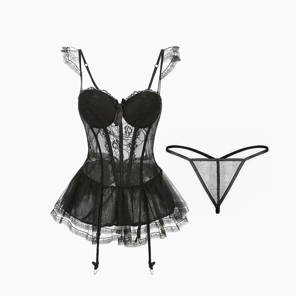 [Kèm quần] Matilda Corset S2434 ballet nàng thơ cao cấp có mút đệm tay bèo trễ vai váy xoè kèm đai Bralettehousevn