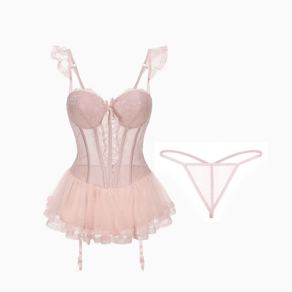 [Kèm quần] Matilda Corset S2434 ballet nàng thơ cao cấp có mút đệm tay bèo trễ vai váy xoè kèm đai Bralettehousevn