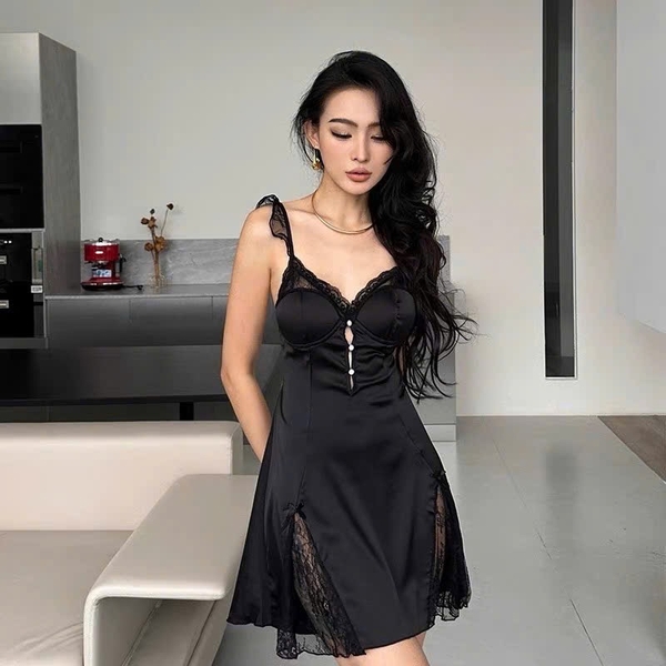 Đầm váy ngủ nữ Ingrid Dress S2238 satin có mút mỏng cánh tiên tiểu thư Bralettehousevn