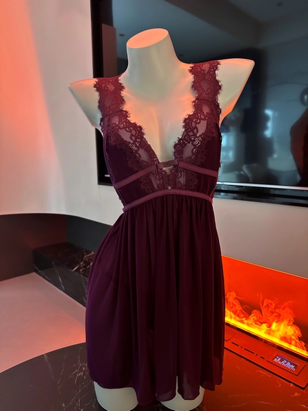 [HOT ITEMS] VÁY VOAN NGỦ NỮ KHOÉT LƯNG GỢI CẢM DÁNG XÒE PHỐI KÈM REN RUBATO DRESS S1178 Bralettehousevn