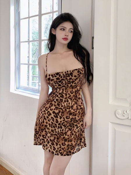 Đầm da beo Spot Dress S2325 chất voan cao cấp cột dây cổ đổ gợi cảm form ngắn suông Bralettehousevn