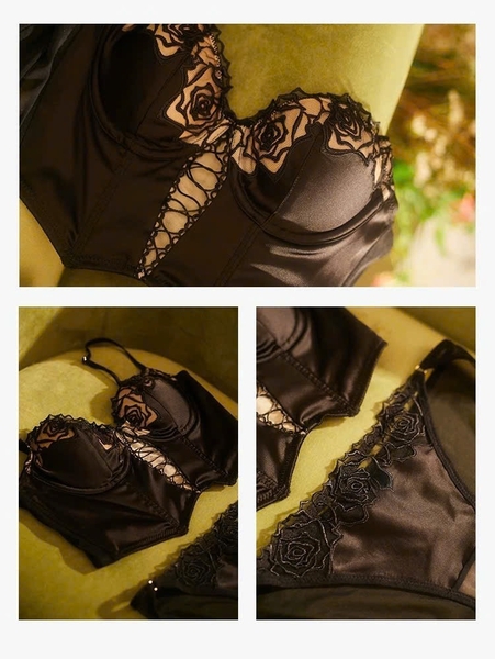 Áo toplette satin cao cấp Zinnia Corset thêu hoa chỉ nổi sang trọng gợi cảm mùa hè Bralettehousevn