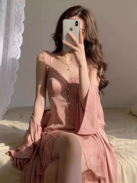 Đầm váy ngủ nữ Ingrid Dress S2238 satin có mút mỏng cánh tiên tiểu thư Bralettehousevn