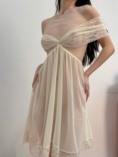 Đầm váy ngủ Rella Dress voan xuyên thấu trễ vai mặc được nhiều kiểu Bralettehousevn