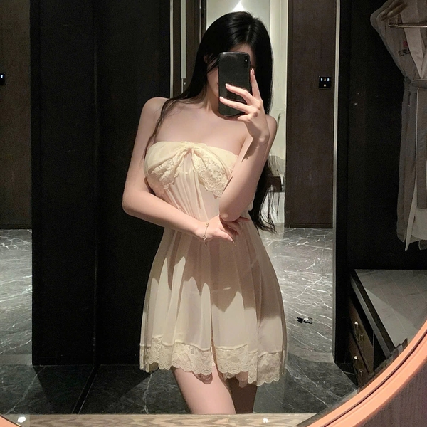 Đầm váy ngủ Rella Dress voan xuyên thấu trễ vai mặc được nhiều kiểu Bralettehousevn