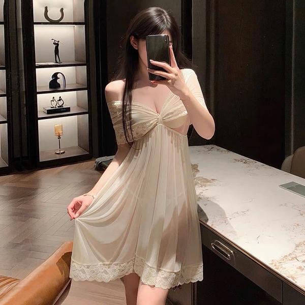 Đầm váy ngủ Rella Dress voan xuyên thấu trễ vai mặc được nhiều kiểu Bralettehousevn