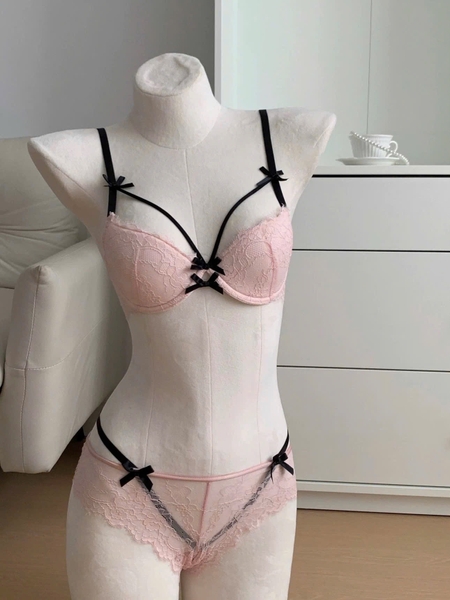 Bộ đồ lót ren có gọng Ixora Set mút mỏng dây V kèm quần nữ tính kiểu Pháp Bralettehousevn