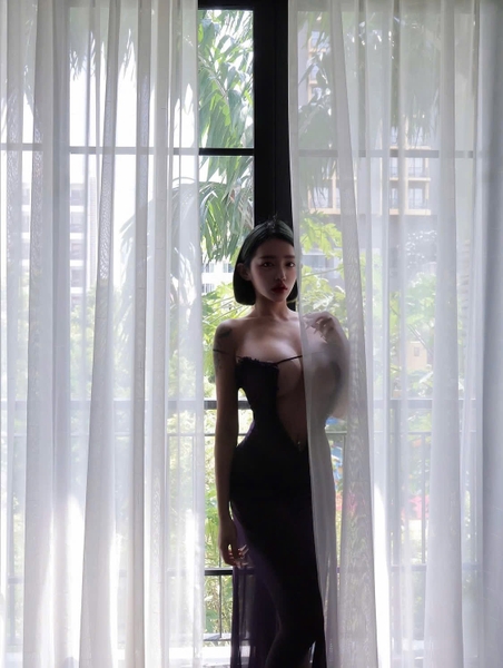 Đầm dài tôn dáng maxi Sheng Dress chất thun lưới dây cột mặc được nhiều kiểu gợi cảm tôn dáng tông tím nổi bật