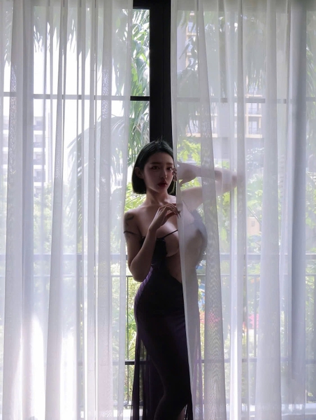 Đầm dài tôn dáng maxi Sheng Dress chất thun lưới dây cột mặc được nhiều kiểu gợi cảm tôn dáng tông tím nổi bật