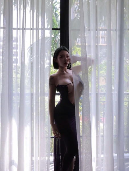 Đầm dài tôn dáng maxi Sheng Dress chất thun lưới dây cột mặc được nhiều kiểu gợi cảm tôn dáng tông tím nổi bật