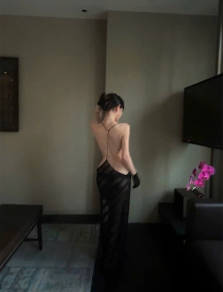 [CÓ SẴN - HOẢ TỐC]𝘉𝘳𝘢𝘭𝘦𝘵𝘵𝘦𝘩𝘰𝘶𝘴𝘦𝘷𝘯 Đầm hở lưng dáng yếm maxi Joie Dress chất thun lưới dày dặn khoét lưng gợi cảm tôn dáng