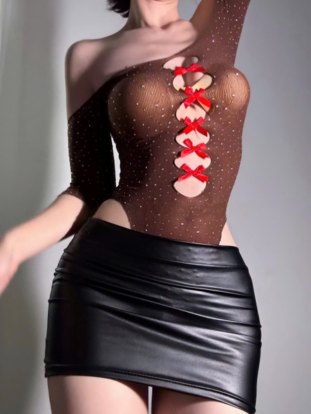 [Hoisery] Woody Bodystock PK2315 đính đá lấp lánh co giãn tốt phối nơ siêu gợi cảm ôm sát cơ thể Bralettehousevn