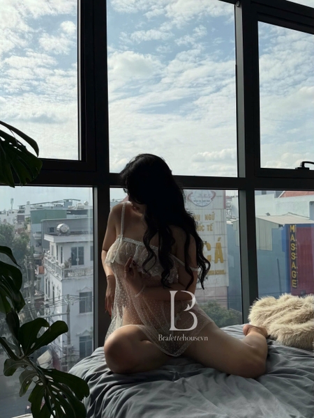 Đầm ngủ xuyên thấu form babydoll chấm bi dáng xoè Lumiere Dress S2636 gợi cảm nữ tính quyến rũ Bralettehousevn