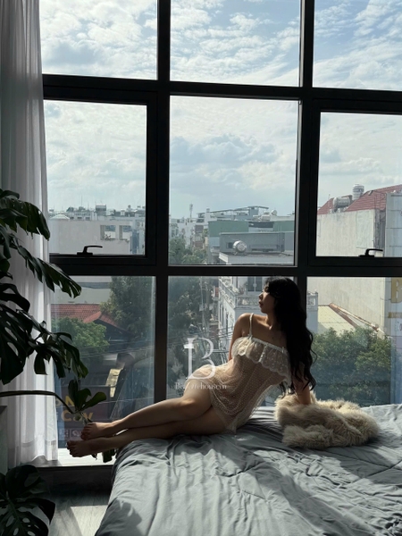 Đầm ngủ xuyên thấu form babydoll chấm bi dáng xoè Lumiere Dress S2636 gợi cảm nữ tính quyến rũ Bralettehousevn