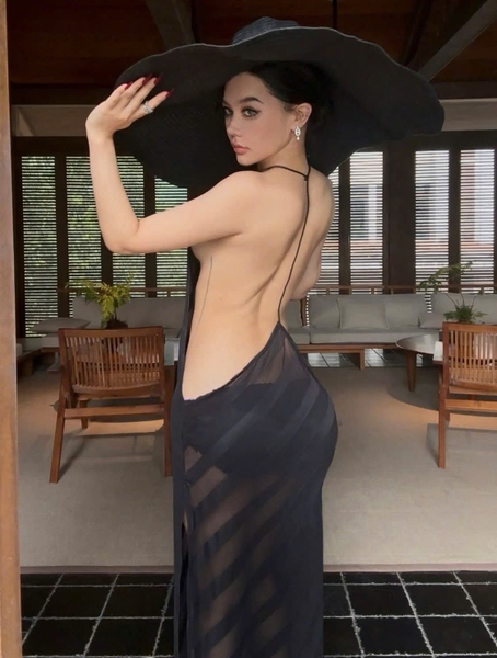 [CÓ SẴN - HOẢ TỐC]𝘉𝘳𝘢𝘭𝘦𝘵𝘵𝘦𝘩𝘰𝘶𝘴𝘦𝘷𝘯 Đầm hở lưng dáng yếm maxi Joie Dress chất thun lưới dày dặn khoét lưng gợi cảm tôn dáng