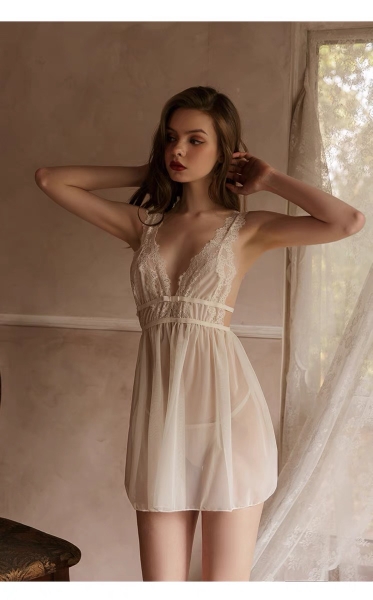 [HOT ITEMS] VÁY VOAN NGỦ NỮ KHOÉT LƯNG GỢI CẢM DÁNG XÒE PHỐI KÈM REN RUBATO DRESS S1178 Bralettehousevn