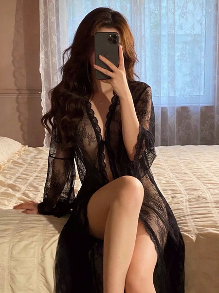 Choàng ren Lemy dáng dài xuyên thấu gợi cảm Bralettehousevn