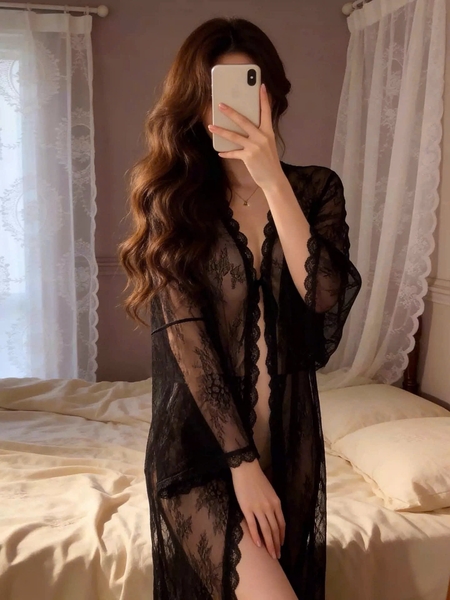 Choàng ren Lemy dáng dài xuyên thấu gợi cảm Bralettehousevn