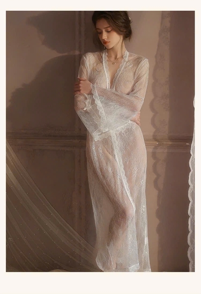 Choàng ren Lemy dáng dài xuyên thấu gợi cảm Bralettehousevn