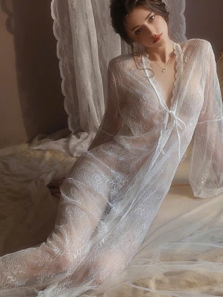 Choàng ren Lemy dáng dài xuyên thấu gợi cảm Bralettehousevn