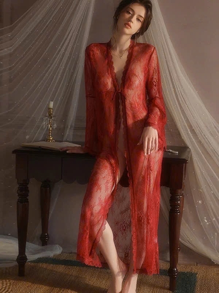 Choàng ren Lemy dáng dài xuyên thấu gợi cảm Bralettehousevn