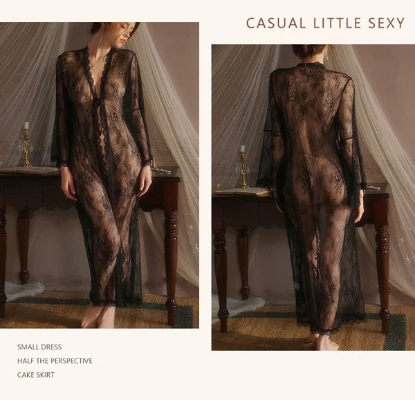 Choàng ren Lemy dáng dài xuyên thấu gợi cảm Bralettehousevn