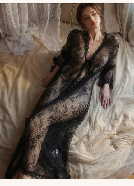 Choàng ren Lemy dáng dài xuyên thấu gợi cảm Bralettehousevn