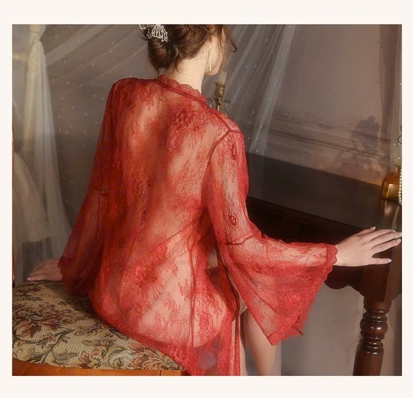 Choàng ren Lemy dáng dài xuyên thấu gợi cảm Bralettehousevn