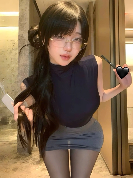 Bộ đồ cosplay thư kí Checked Set kèm bảng tên kín đáo gợi cảm ôm sát Bralettehousevn