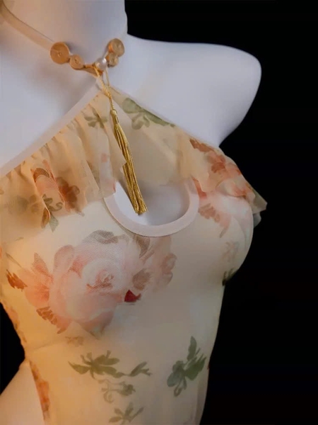 Bộ đồ ngủ cosplay Haji Set phong cách sườn xám Trung Hoa xuyên thấu nhẹ nhàng Bralettehousevn