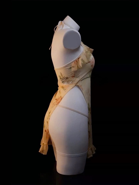 Bộ đồ ngủ cosplay Haji Set phong cách sườn xám Trung Hoa xuyên thấu nhẹ nhàng Bralettehousevn