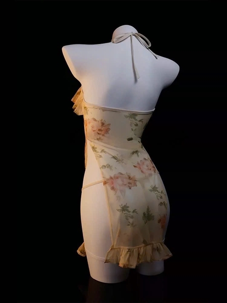 Bộ đồ ngủ cosplay Haji Set phong cách sườn xám Trung Hoa xuyên thấu nhẹ nhàng Bralettehousevn