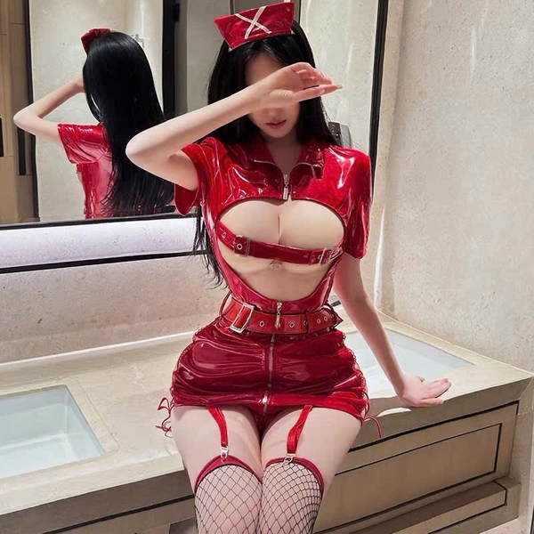 Bộ đồ da PU Crimson Set S2658 kèm cài nón gợi cảm táo bạo quyến rũ