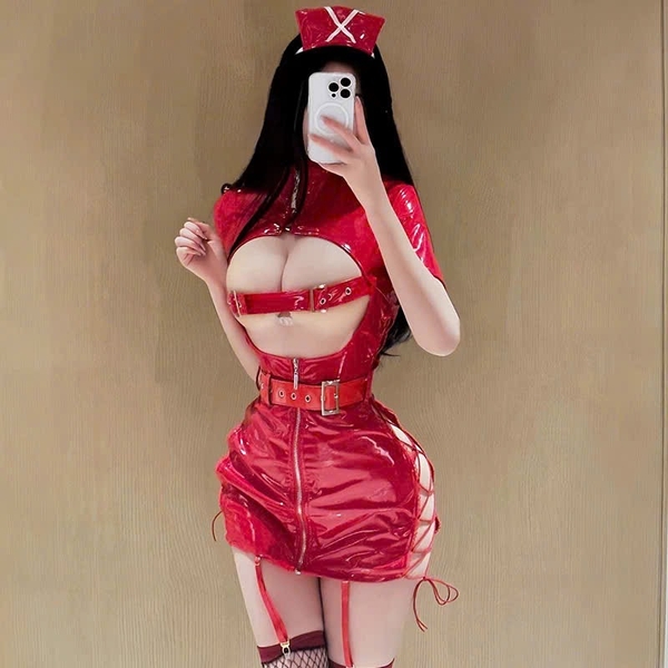 Bộ đồ da PU Crimson Set S2658 kèm cài nón gợi cảm táo bạo quyến rũ