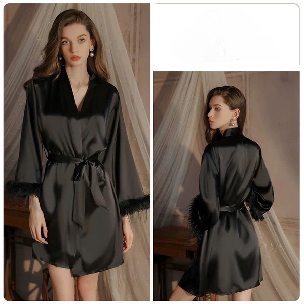 [✨SLAY SERIES✨] Choàng Rada phối đầm Dara satin đính lông tay áo sang chảnh nữ tính cao cấp loại 1 Bralettehousevn