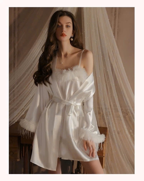 [✨SLAY SERIES✨] Choàng Rada S2303 phối đầm Dara S2304 satin đính lông tay áo sang chảnh nữ tính cao cấp loại 1 Bralettehousevn