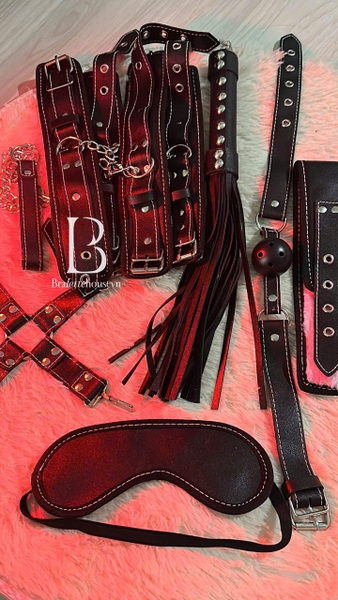 [18++] Bộ phụ kiện tình yêu Hardy Set PK2330 cao cấp da PU phối lông mềm 8 món phiên bản giới hạn Bralettehousevn