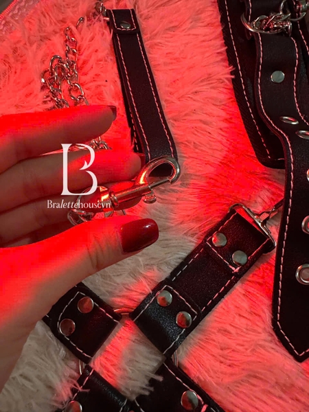 [18++] Bộ phụ kiện tình yêu Hardy Set PK2330 cao cấp da PU phối lông mềm 8 món phiên bản giới hạn Bralettehousevn