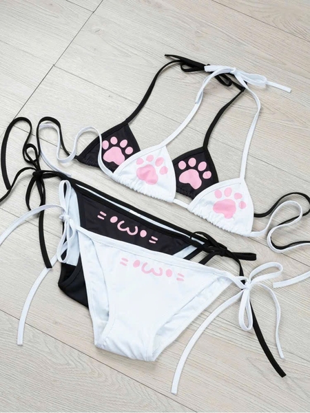 Bộ đồ lót Big Meow Set S2543 không gọng không mút gợi cảm đáng yêu kèm quần cột dây Bralettehousevn