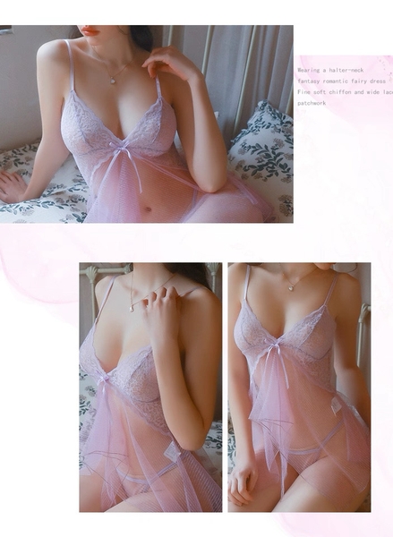 Đầm váy ngủ nữ xuyên thấu Sim Dress S2546 siêu mỏng phối ren gợi cảm quyến rũ Bralettehousevn