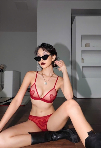 Bộ đồ lót có mút  mỏng Gege Set S2650 trái tim nổi bật gợi cảm Bralettehousevn