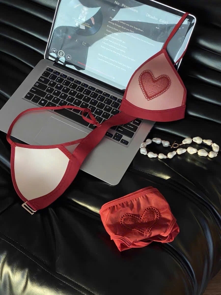 Bộ đồ lót có mút  mỏng Gege Set S2650 trái tim nổi bật gợi cảm Bralettehousevn