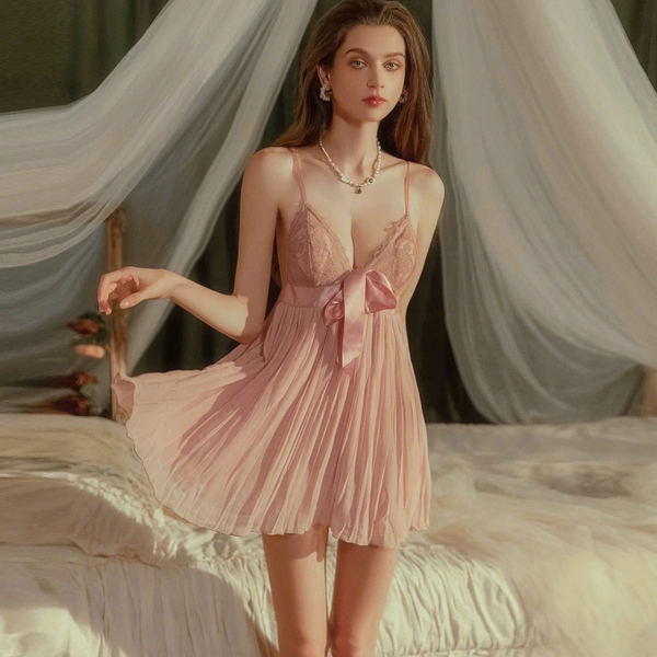 Váy ngủ cao cấp Kova Dress có sẵn mút đệm xếp ly kèm quần sang trọng Bralettehousevn