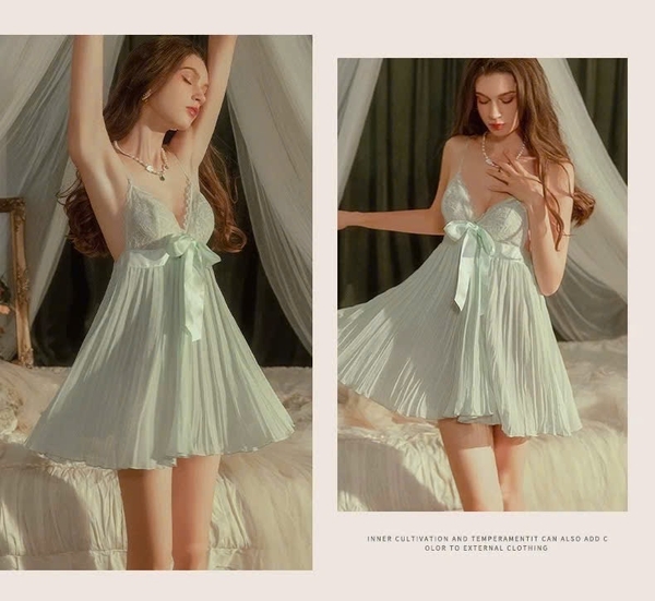 Váy ngủ cao cấp Kova Dress có sẵn mút đệm xếp ly kèm quần sang trọng Bralettehousevn