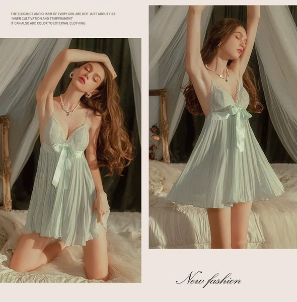 Váy ngủ cao cấp Kova Dress có sẵn mút đệm xếp ly kèm quần sang trọng Bralettehousevn