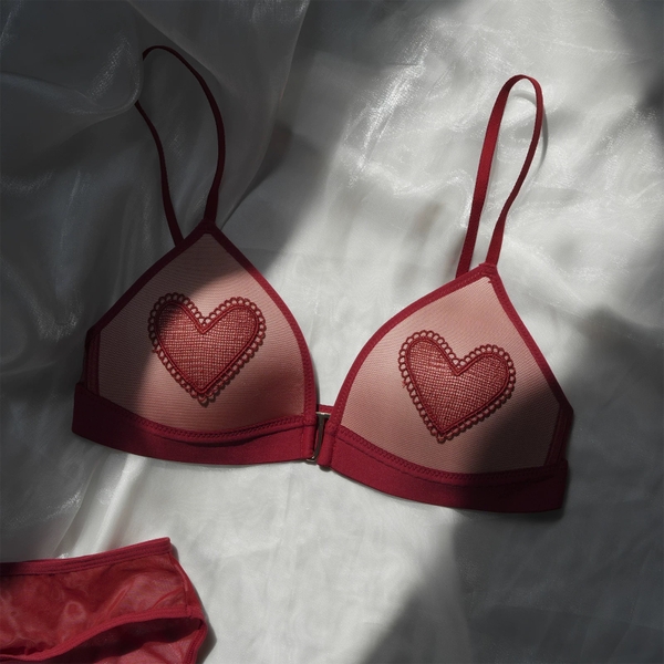 Bộ đồ lót có mút  mỏng Gege Set S2650 trái tim nổi bật gợi cảm Bralettehousevn