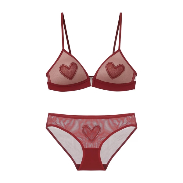 Bộ đồ lót có mút  mỏng Gege Set S2650 trái tim nổi bật gợi cảm Bralettehousevn