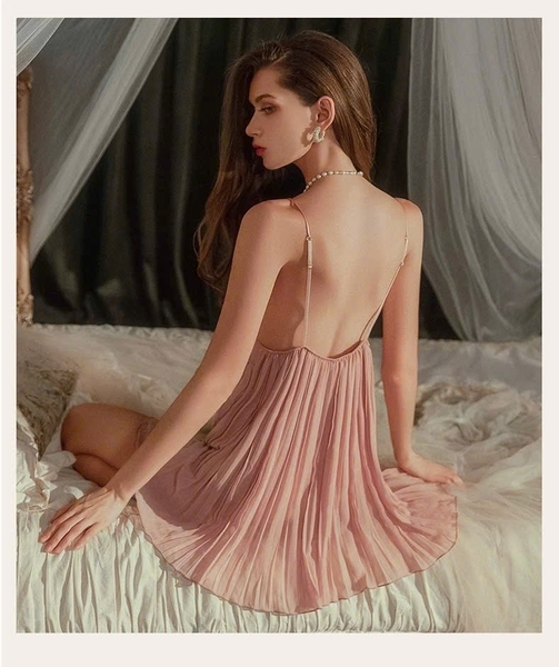 Váy ngủ cao cấp Kova Dress có sẵn mút đệm xếp ly kèm quần sang trọng Bralettehousevn