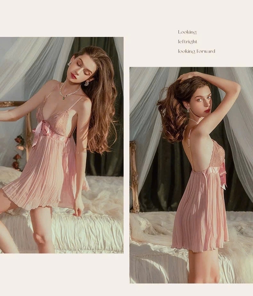 Váy ngủ cao cấp Kova Dress có sẵn mút đệm xếp ly kèm quần sang trọng Bralettehousevn