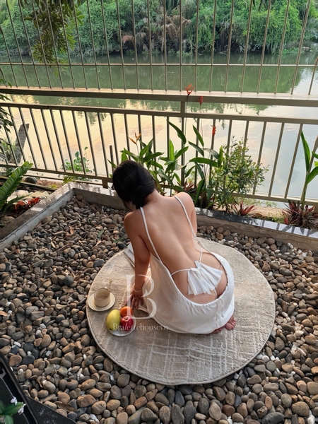 [HOT] Váy Haila Dress dây rút hở lưng gợi cảm chất xô mát du lịch mùa Hè Bralettehousevn